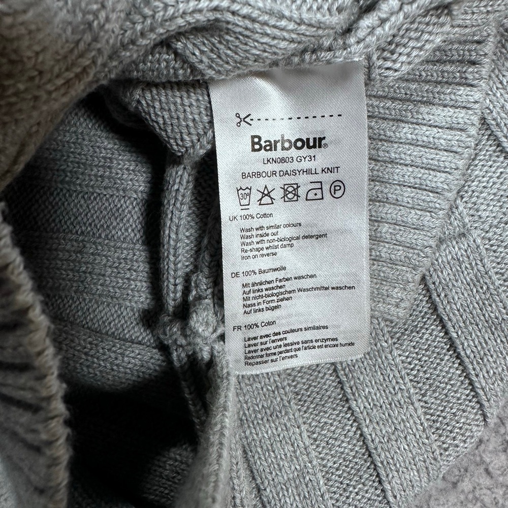 Barbour Knit Sweater Women Medium Gray Ribbed Cotton Pullover Lightweight Casual - Picture 17 of 17